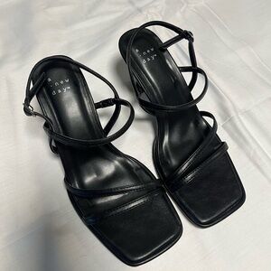 A New Day Black Strappy Sandals with Square Toe